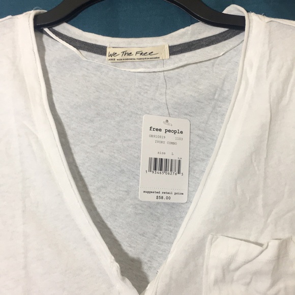 Free People Heart of Mine Ivory Combo Top NWT L - Picture 3 of 7